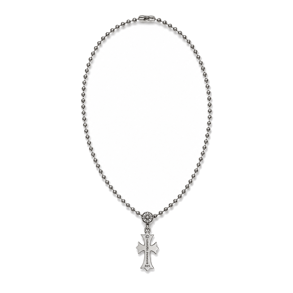 SILVER TINY CH CROSS BALL CHAIN