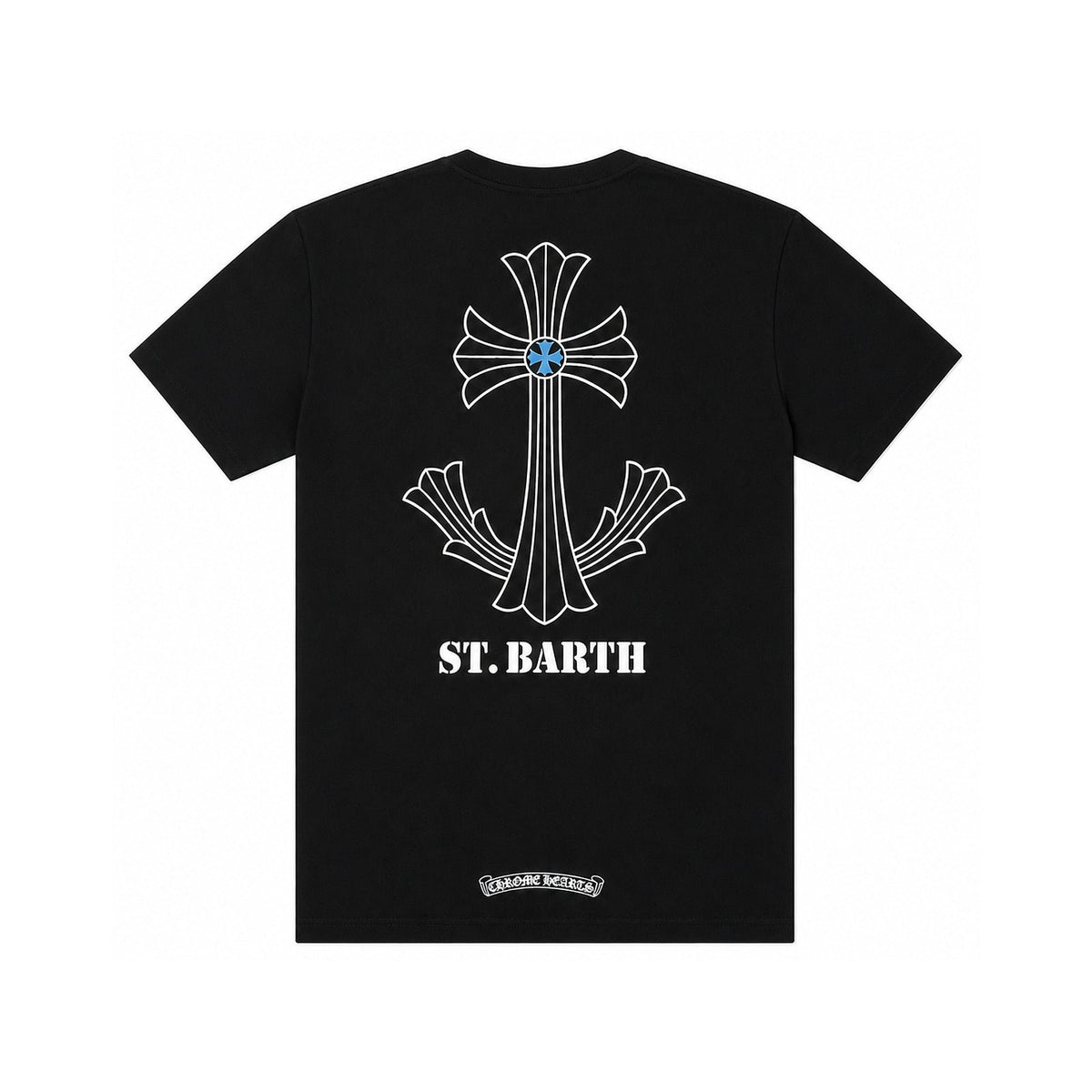 ST BARTHS EXCLUSIVE ANCHOR T-SHIRT BLACK BLUE