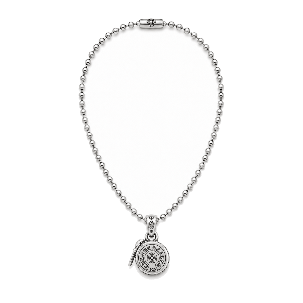 SILVER CROSS BALL ZIPPER PENDANT CHAIN