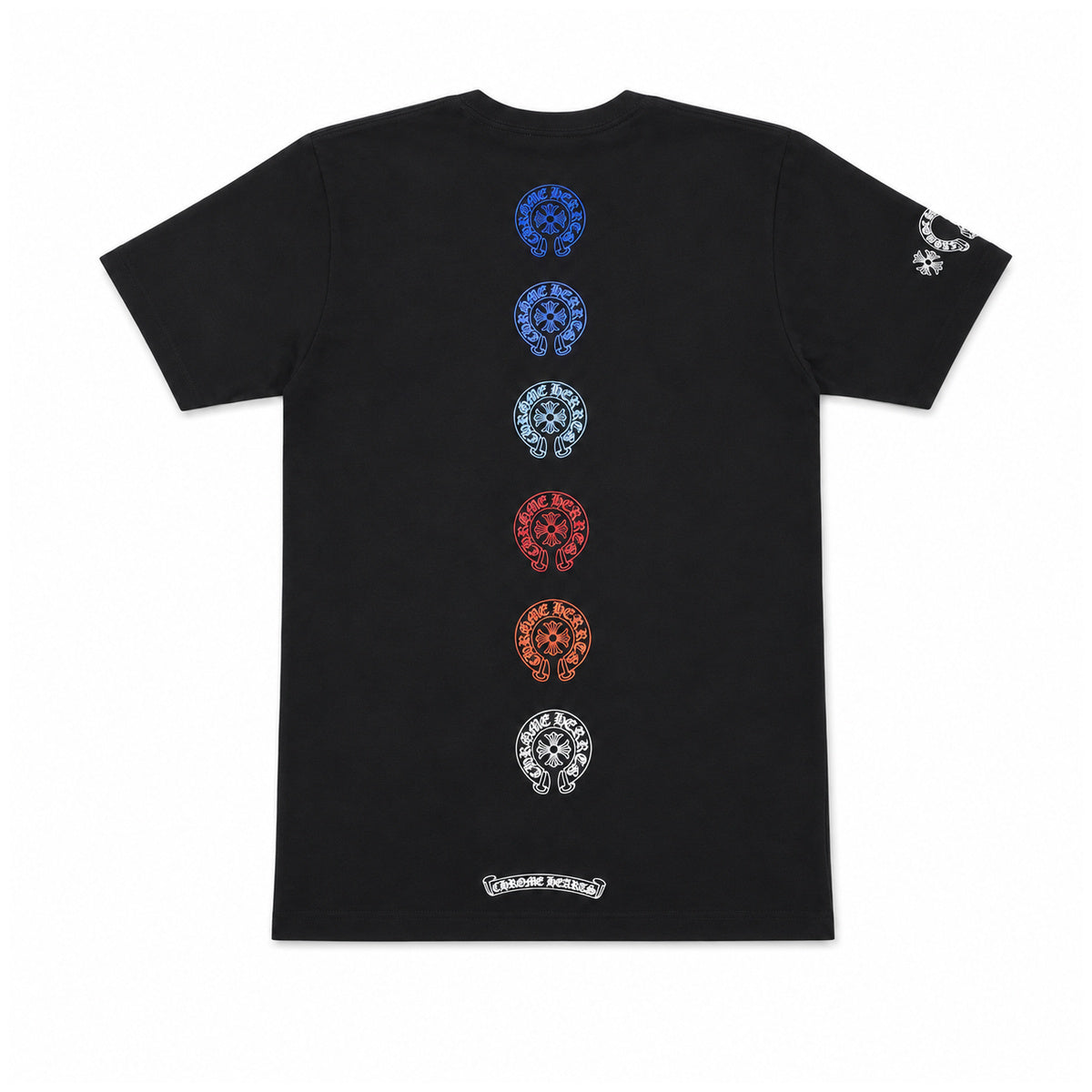 BLACK MULTICOLOR HORSESHOE TEE — back view