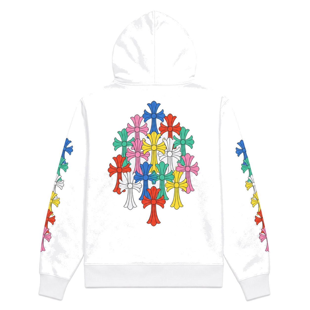 WHITE MULTICOLOR CROSS HOODIE back