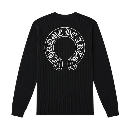 BLACK WAFFLE KNIT LONGSLEEVE