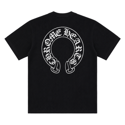 BLACK HORSESHOE THERMAL WAFFLE TEE