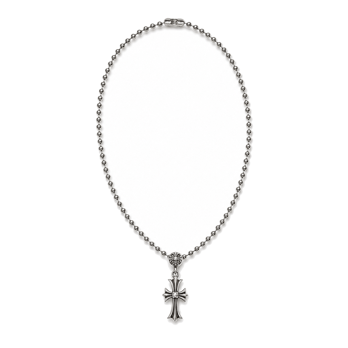 SILVER TINY CH CROSS BALL CHAIN