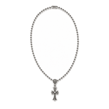 SILVER TINY CH CROSS BALL CHAIN