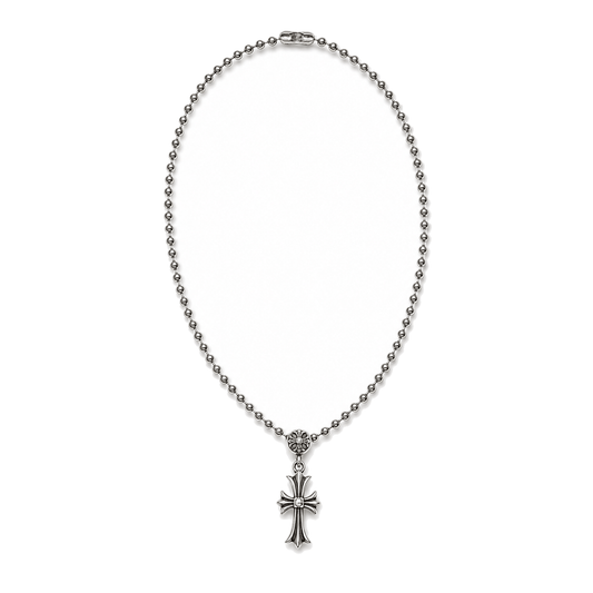 SILVER TINY CH CROSS BALL CHAIN