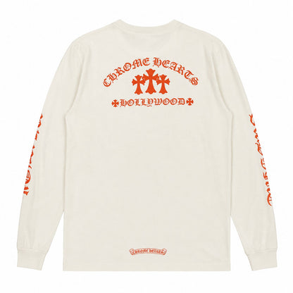 WHITE ORANGE HOLLYWOOD LONGSLEEVE