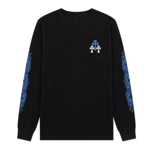 BLACK BLUE FLORAL THERMAL LONGSLEEVE