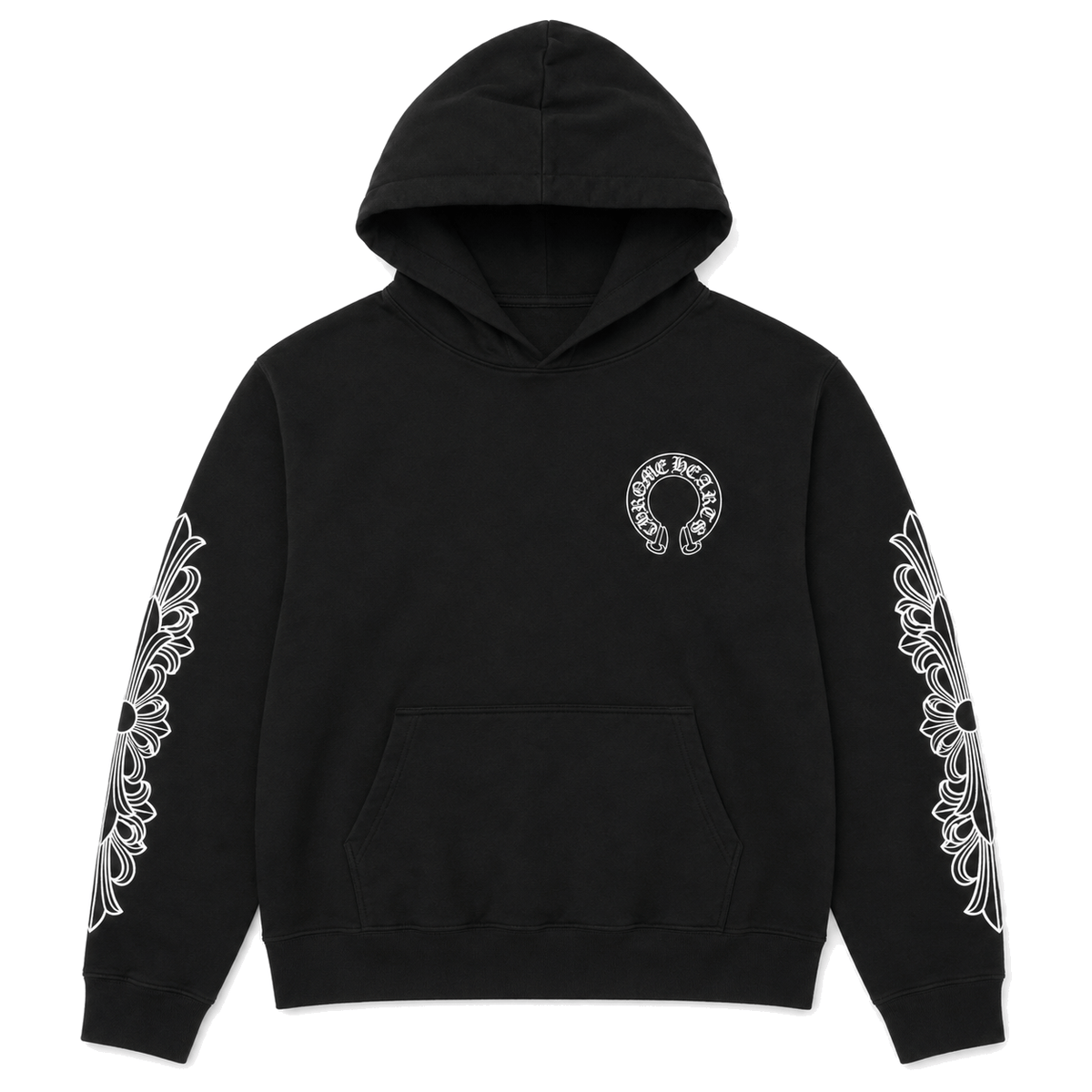 BLACK HORSESHOE FLORAL HOODIE