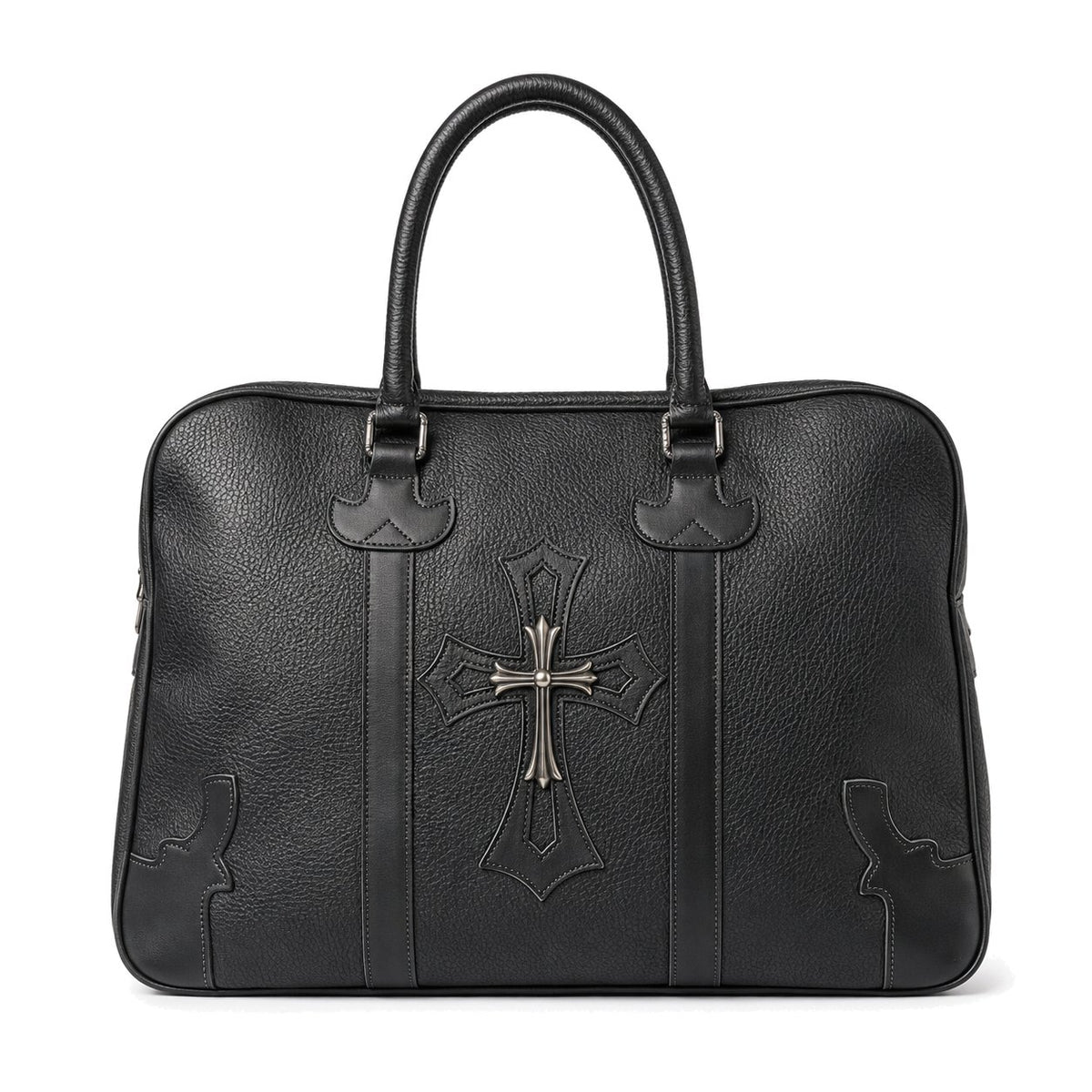 BLACK CROSS PATCH TOTE BAG