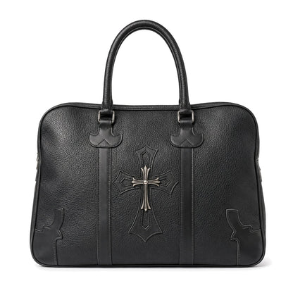 BLACK CROSS PATCH TOTE BAG
