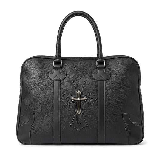 BLACK CROSS PATCH TOTE BAG