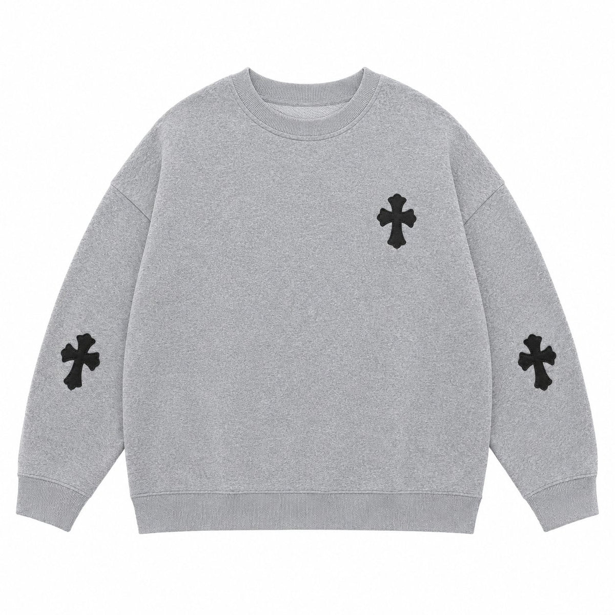 GREY MULTI CROSS CREWNECK