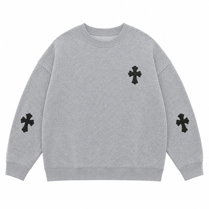 GREY MULTI CROSS CREWNECK