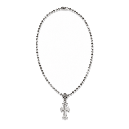 SILVER TINY CH CROSS BALL CHAIN