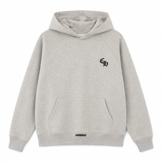 GREY GOTHIC LOGO HOODIE