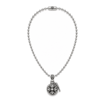 SILVER CROSS BALL ZIPPER PENDANT CHAIN