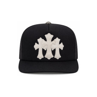 TRIPLE CROSS CEMETERY HAT BLACK CALFSKIN MOHAIR