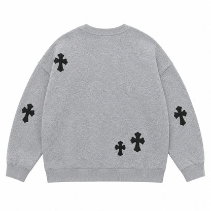 GREY MULTI CROSS CREWNECK