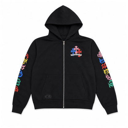 BLACK MULTICOLOR CROSS CEMETERY ZIPUP