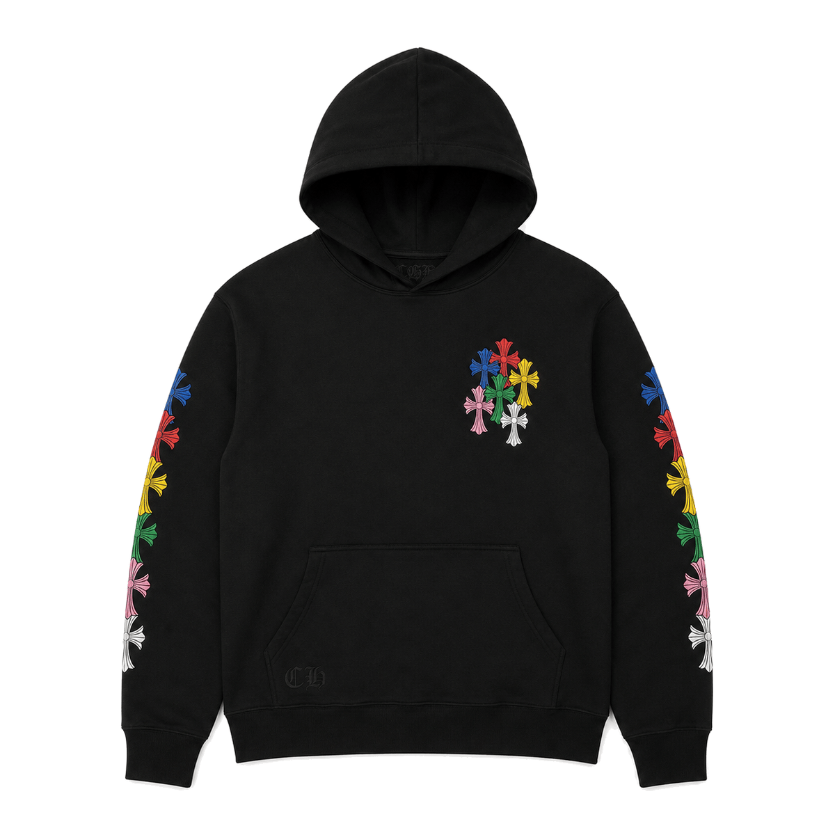 BLACK MULTICOLOR CROSS CEMETERY HOODIE