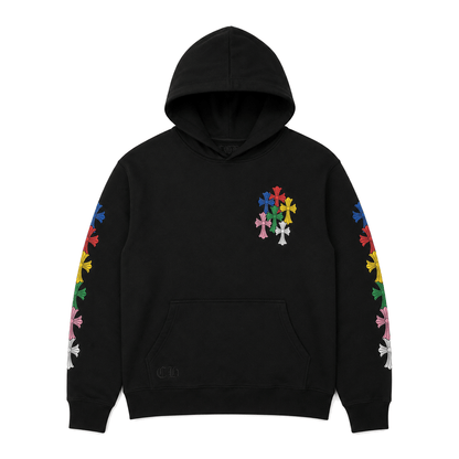 BLACK MULTICOLOR CROSS CEMETERY HOODIE