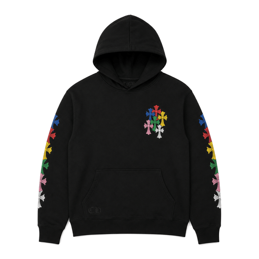 BLACK MULTICOLOR CROSS CEMETERY HOODIE