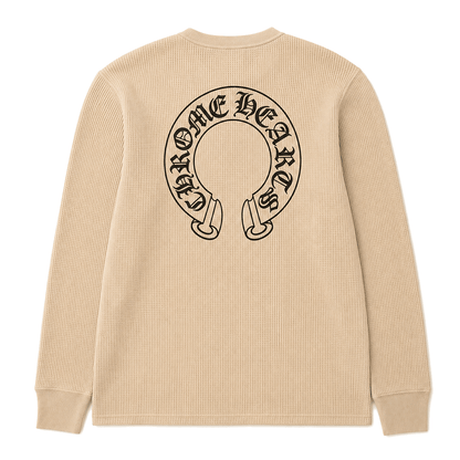 BEIGE WAFFLE HENLEY LONGSLEEVE