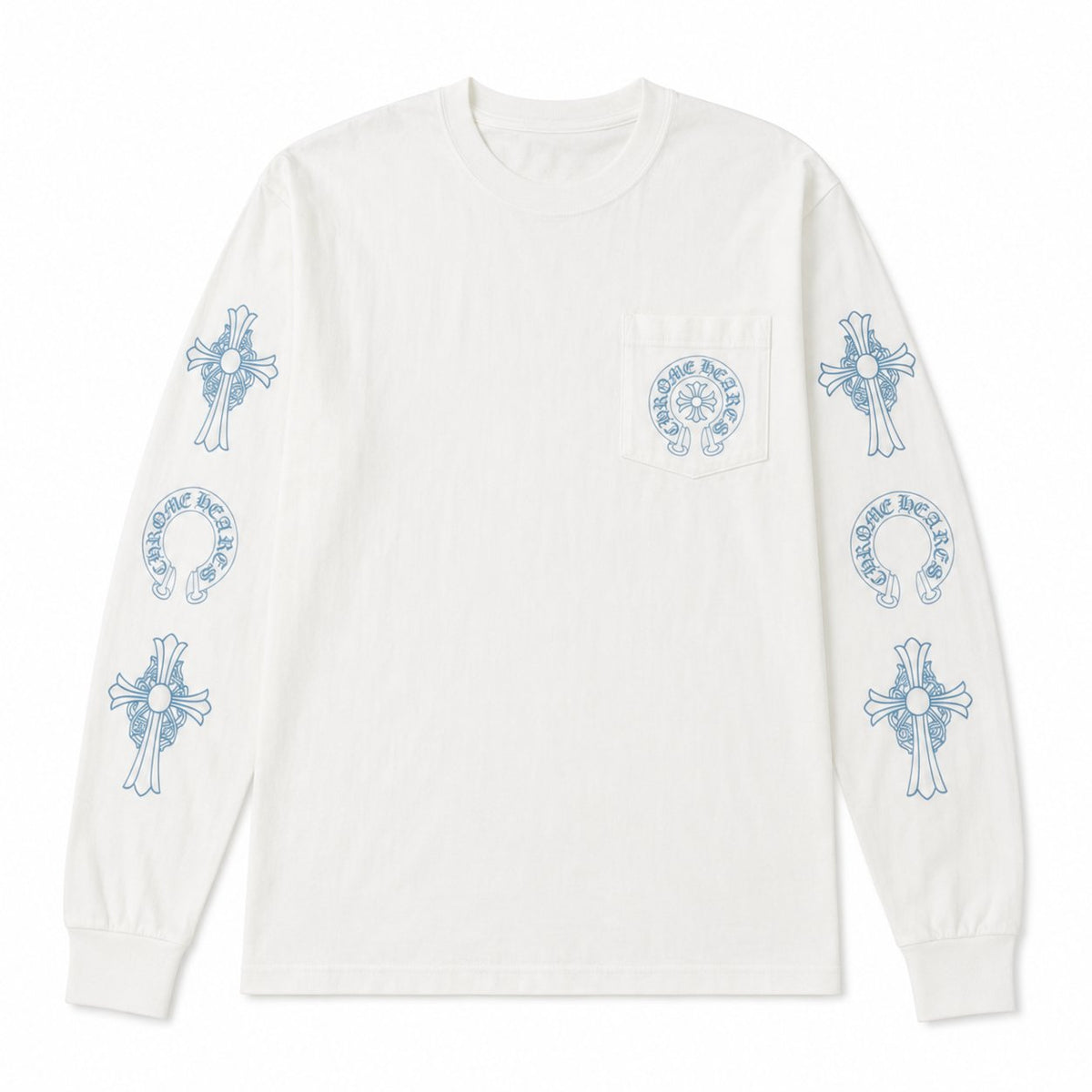WHITE BLUE MULTI CROSS LONGSLEEVE