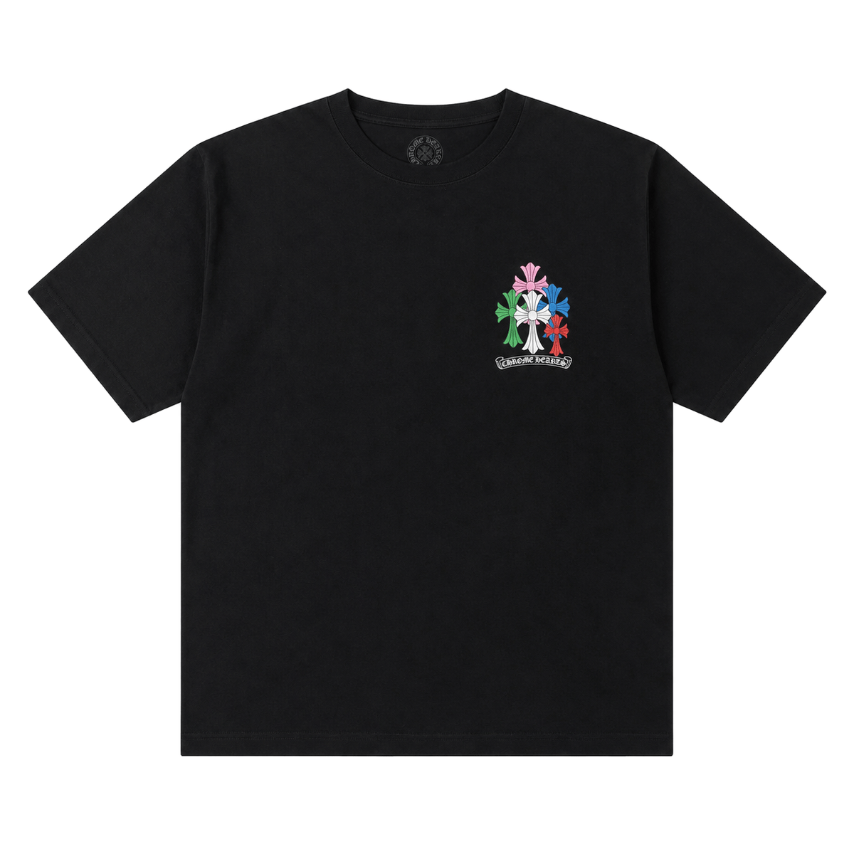 BLACK MULTICOLOR CROSS TEE