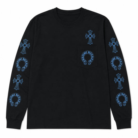 BLACK BLUE MULTI CROSS LONGSLEEVE