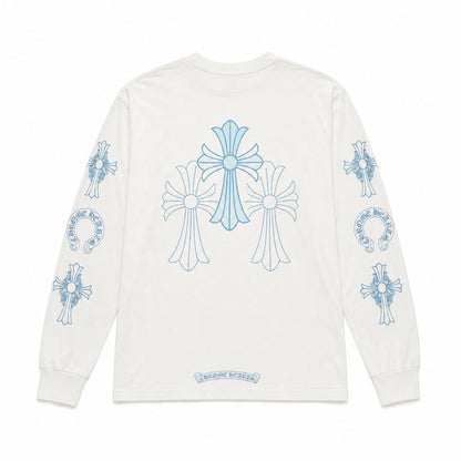 WHITE BLUE MULTI CROSS LONGSLEEVE