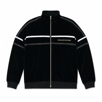 NAVY VELOUR TRACK JACKET