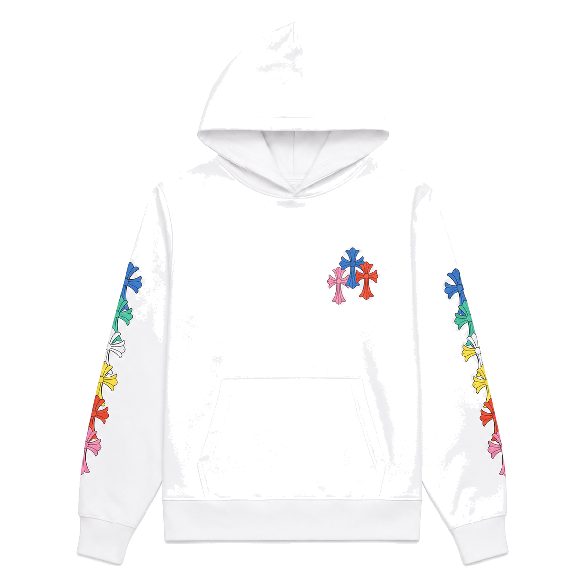 WHITE MULTICOLOR CROSS HOODIE