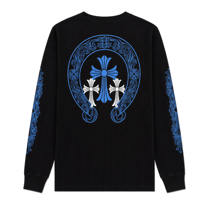 BLACK BLUE FLORAL THERMAL LONGSLEEVE