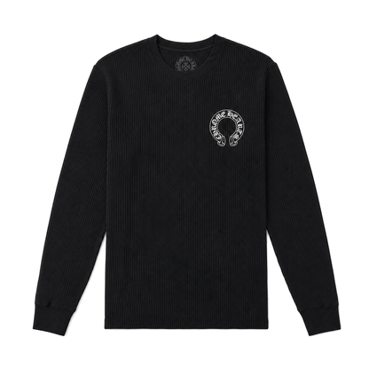 BLACK WAFFLE KNIT LONGSLEEVE