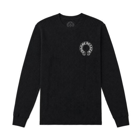 BLACK WAFFLE KNIT LONGSLEEVE