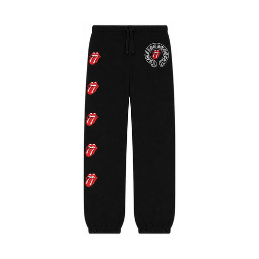 EMBROIDERED ROLLING STONE SWEATPANTS BLACK