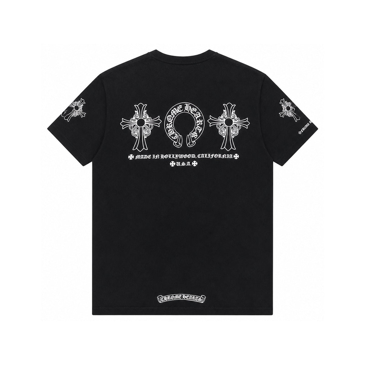 HORSESHOE AND CROSS BACK T-SHIRT BLACK