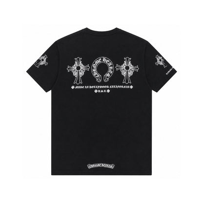 HORSESHOE AND CROSS BACK T-SHIRT BLACK
