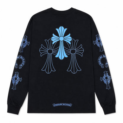 BLACK BLUE MULTI CROSS LONGSLEEVE