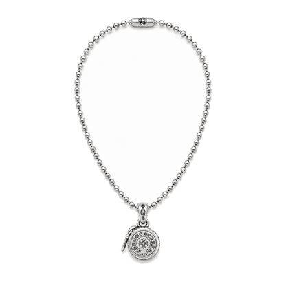 SILVER CROSS BALL ZIPPER PENDANT CHAIN