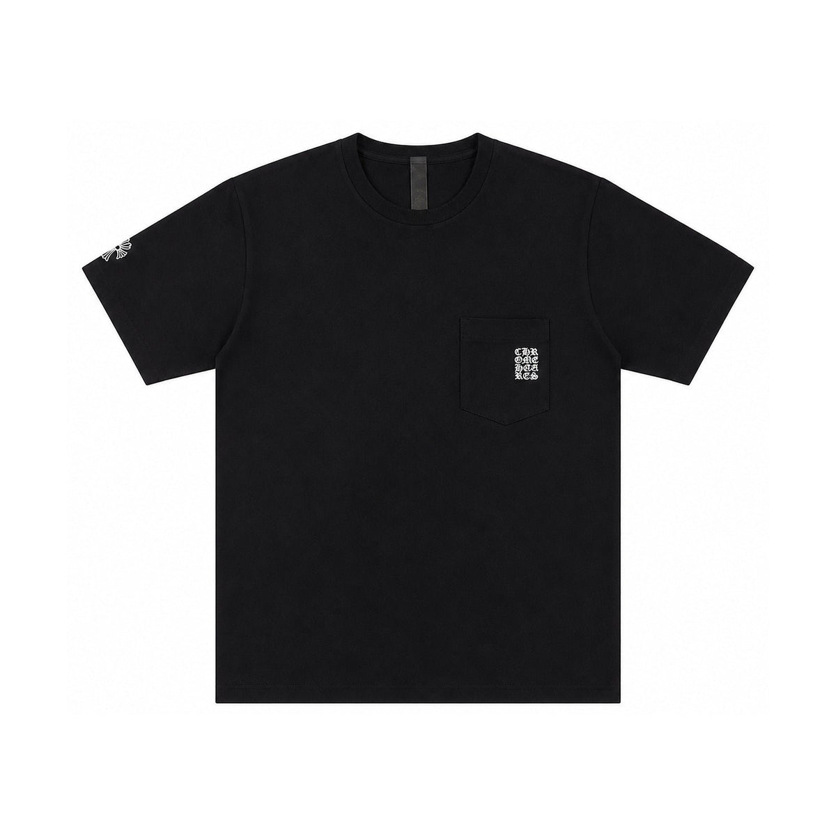 EMBROIDERED CHART LOGO POCKET SHORT SLEEVE TEE BLACK