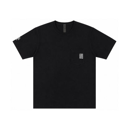 EMBROIDERED CHART LOGO POCKET SHORT SLEEVE TEE BLACK