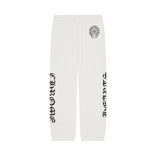 PLUS CROSS ALLOVER PRINT SWEATPANTS WHITE