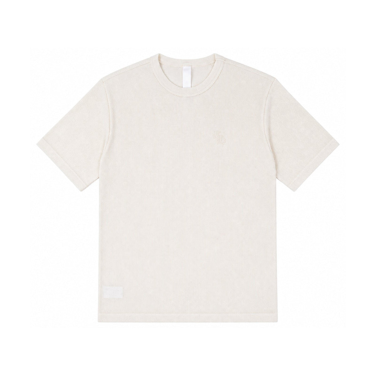 LETTER WAFFLE THERMAL SHORT SLEEVE HENLEY TEE BEIGE