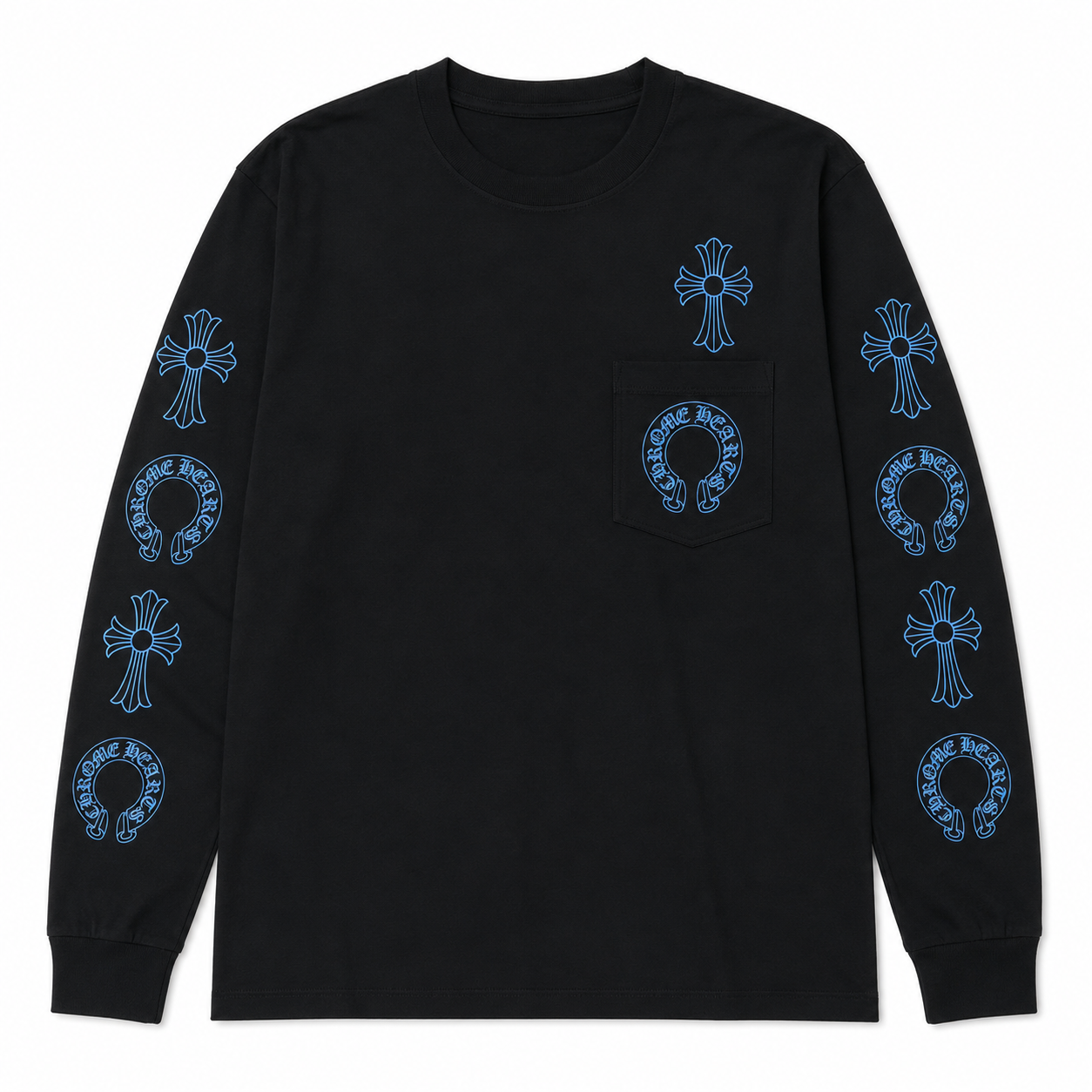 Black Blue Multi Cross Longsleeve front