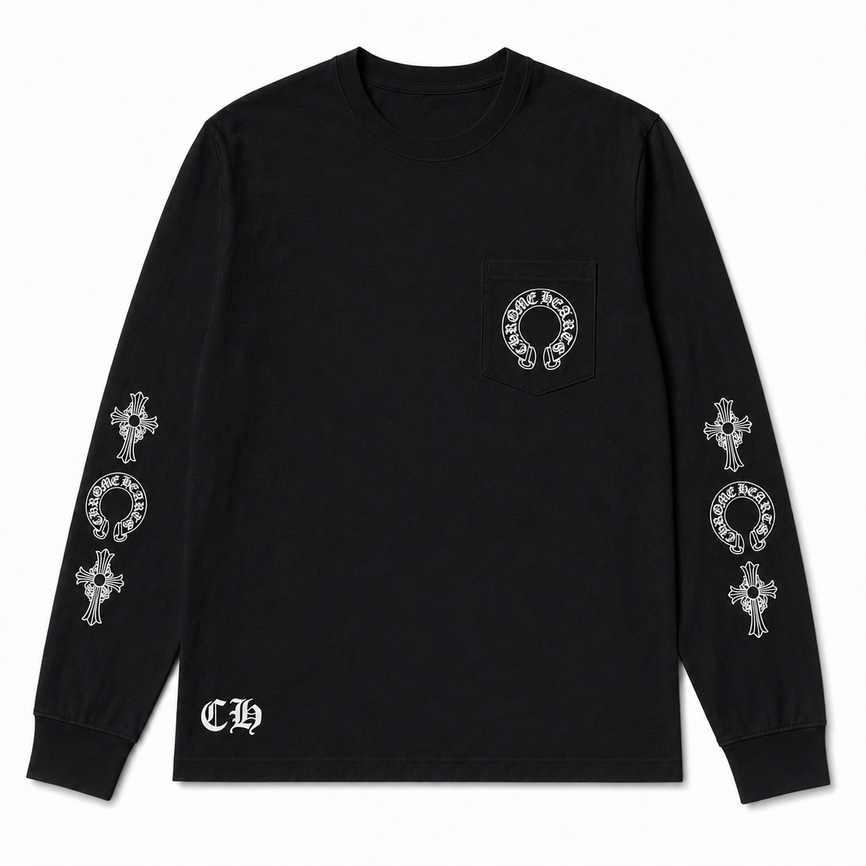BLACK CROSS HORSESHOE LONGSLEEVE front