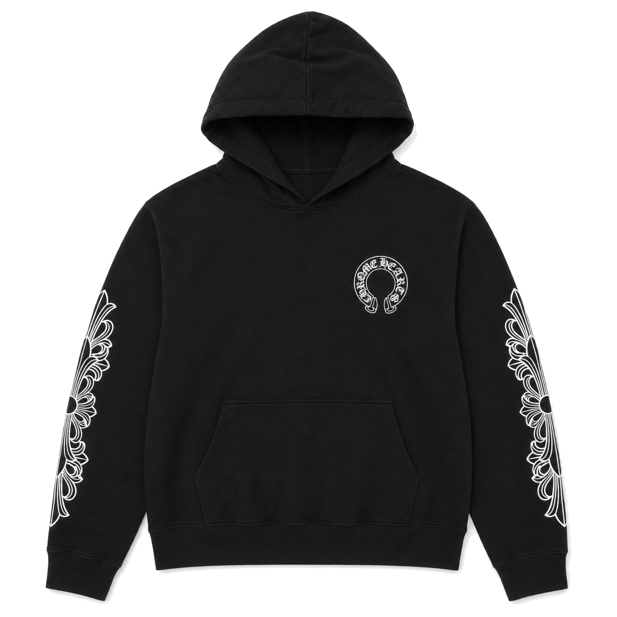 BLACK HORSESHOE FLORAL HOODIE front