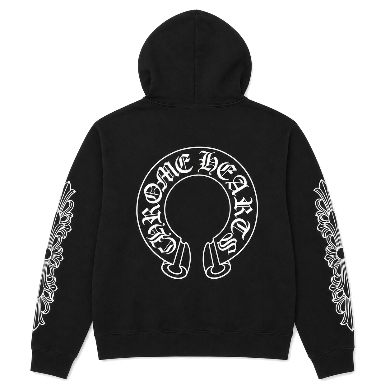 BLACK HORSESHOE FLORAL HOODIE back